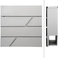 Boîte aux lettres murale gris clair avec 2 clés compartiment à journaux postale