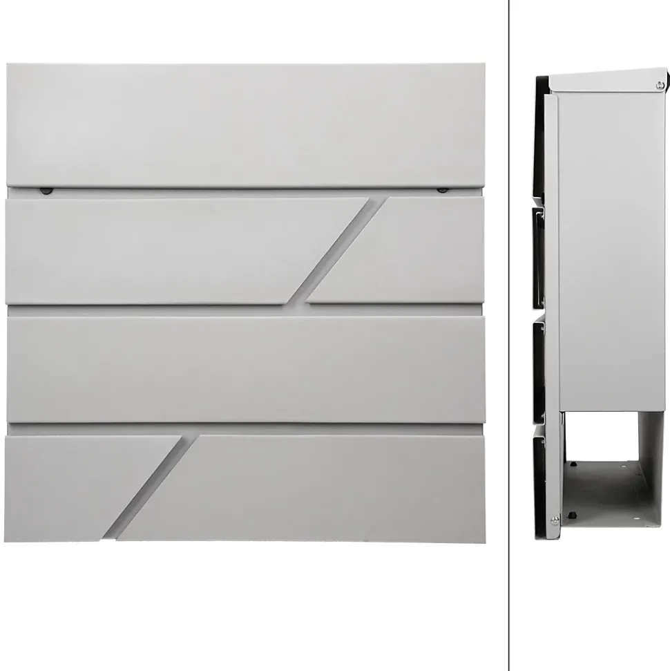 Boîte aux lettres murale gris clair avec 2 clés compartiment à journaux postale