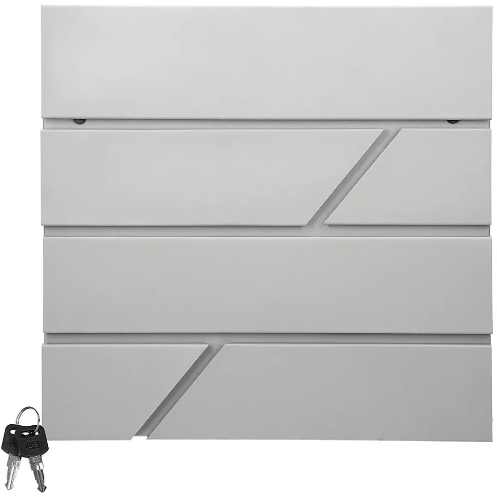 Boîte aux lettres murale gris clair avec 2 clés compartiment à journaux postale