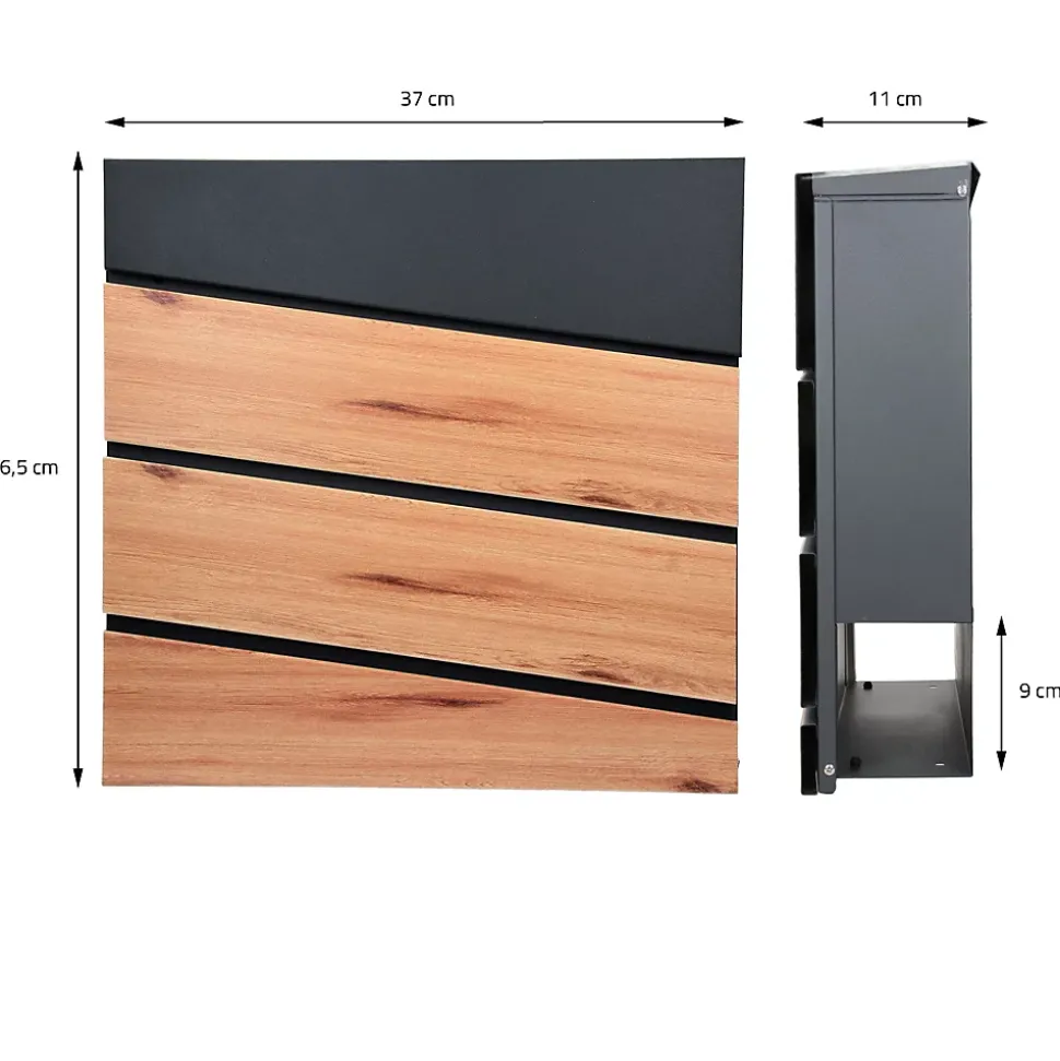 Boîte aux lettres sur pieds boîte postale anthracite et design bois avec support
