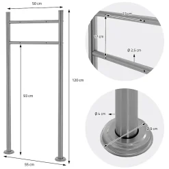 Boîte aux lettres sur pieds boîte postale anthracite/aspect bois +support argent