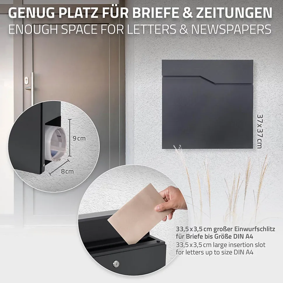 Boîte aux lettres sur une pied argent boîte postale anthracite moderne 37x11 cm