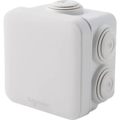 Boîte de dérivation carrée extérieure avec 7 passe-câbles et système de verrouillage 65 x 65 x 45 mm Schneider Electric Mureva Box gris