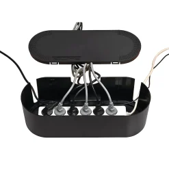 Boîte de rangement de câbles noir D-Line L. 415 x l. 165 mm, bloc 6 prises