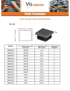 Bouchon carré 45X45 épaisseur tole du tube 3 à 5 Polyethylène noir - 1 pièce