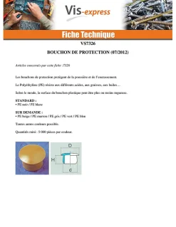 Bouchon Diamètre du corps 7 Diamètre de tête: 15 Longueur sous tête 6.5 nylon noir - 100 pièces