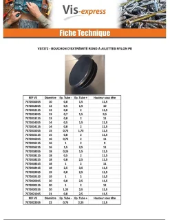 Bouchon rond pour tube Diamètre Extèrieur 37 Intérieur 31-35 nylon noir - 1 pièce