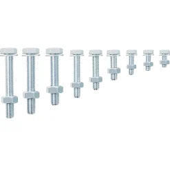500 boulons tête héxagonale avec écrous et rondelles - assortiment