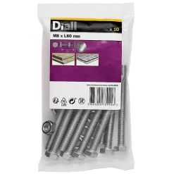 10 boulons tête héxagonale inox 8 x 80 mm