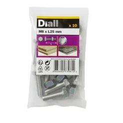 10 boulons tête héxagonale inox 8 x 25 mm