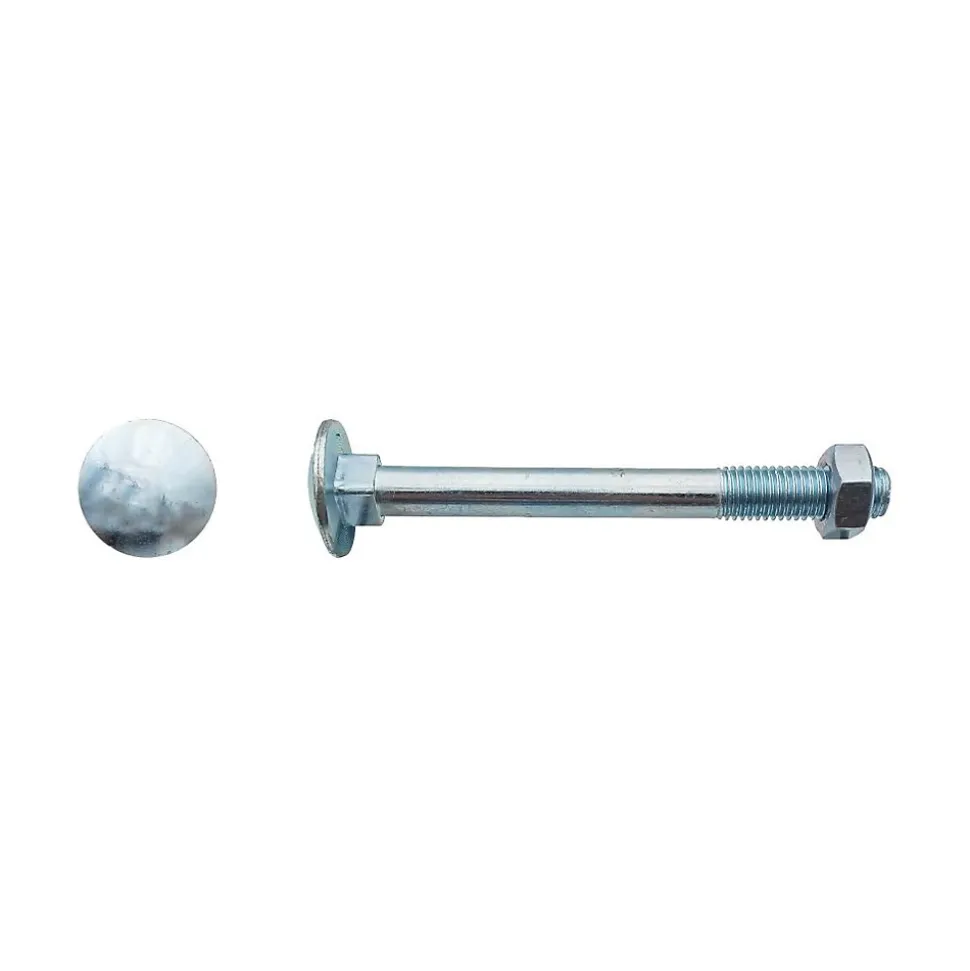 50 Boulons Tête Ronde Collet Carré TRCC 8 x 130 mm - DIN 603 - Zingué blanc - D-Work
