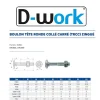 100 Boulons Tête Ronde Collet Carré TRCC 7 x 100 mm - DIN 603 - Zingué blanc - D-Work