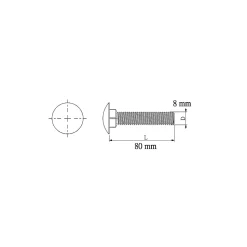 10 boulons tête ronde collet carré 8 x 80 mm