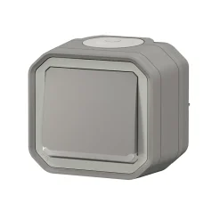Bouton poussoir lumineux Legrand Plexo gris en saillie