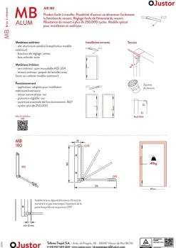 Bras à ressort ferme porte, a corps très fin en Aluminium anodisé or