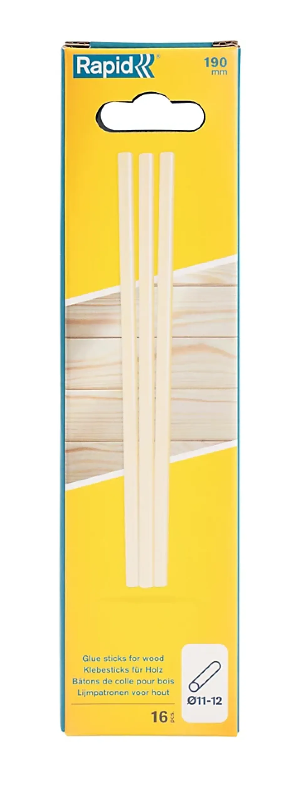 Bâton de colle bois 190 mm Rapid, 16 pièces