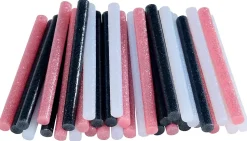 Bâton de colle pailletée pour décoration Ø7mm x 94mm, lot de 36 x 3 couleurs (blanc, noir, or)