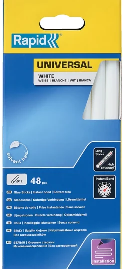Bâton de colle universel blanche Ø12mm x 190mm, lot de 48