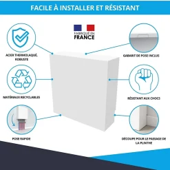 Cache nourrice plomberie ATOLE en acier Blanc - Largeur fixe - Taille 6 : 650 x 850 x 150 mm