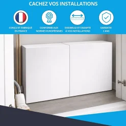 Cache nourrice plomberie ATOLE en acier Blanc - Largeur fixe - Taille 3 : 450 x 850 x 150 mm