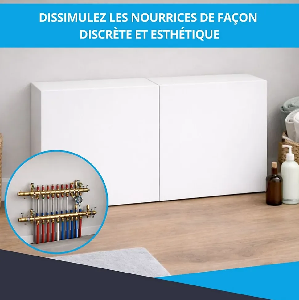 Cache nourrice plomberie ATOLE en acier Blanc - Largeur fixe - Taille 3 : 450 x 850 x 150 mm