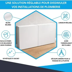Cache nourrice plomberie ATOLE en acier Blanc - Largeur fixe - Taille 3 : 450 x 850 x 150 mm