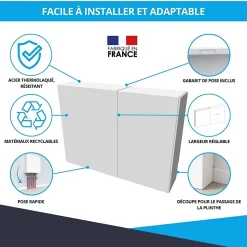 Cache nourrice plomberie ATOLE en acier Blanc - Largeur fixe - Taille 3 : 450 x 850 x 150 mm