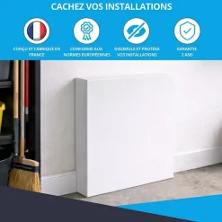 Cache nourrice plomberie ATOLE en acier Blanc - Largeur fixe - Taille 2 : 450 x 650 x 150 mm