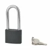 Cadenas ACERA gris à clé, base 50 mm, anse 1/2 haute 72 mm, anse acier cémenté, 3 clés - SP