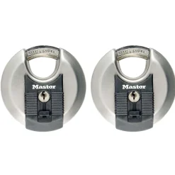Cadenas à clé Master Lock Excell M40EURT disque en acier inoxydable Ø. 70 mm hauteur de l'anse 16 mm vendu par 2