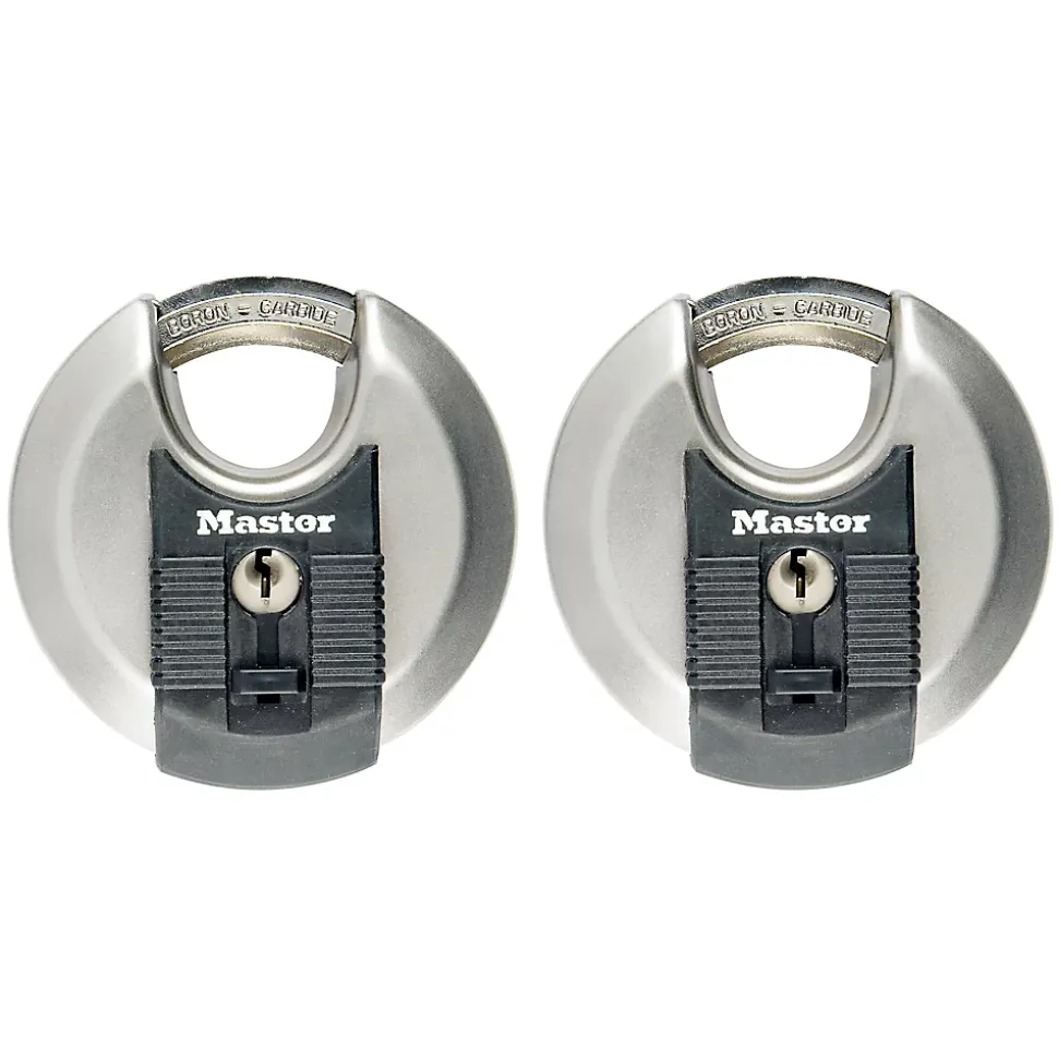 Cadenas à clé Master Lock Excell M40EURT disque en acier inoxydable Ø. 70 mm hauteur de l'anse 16 mm vendu par 2