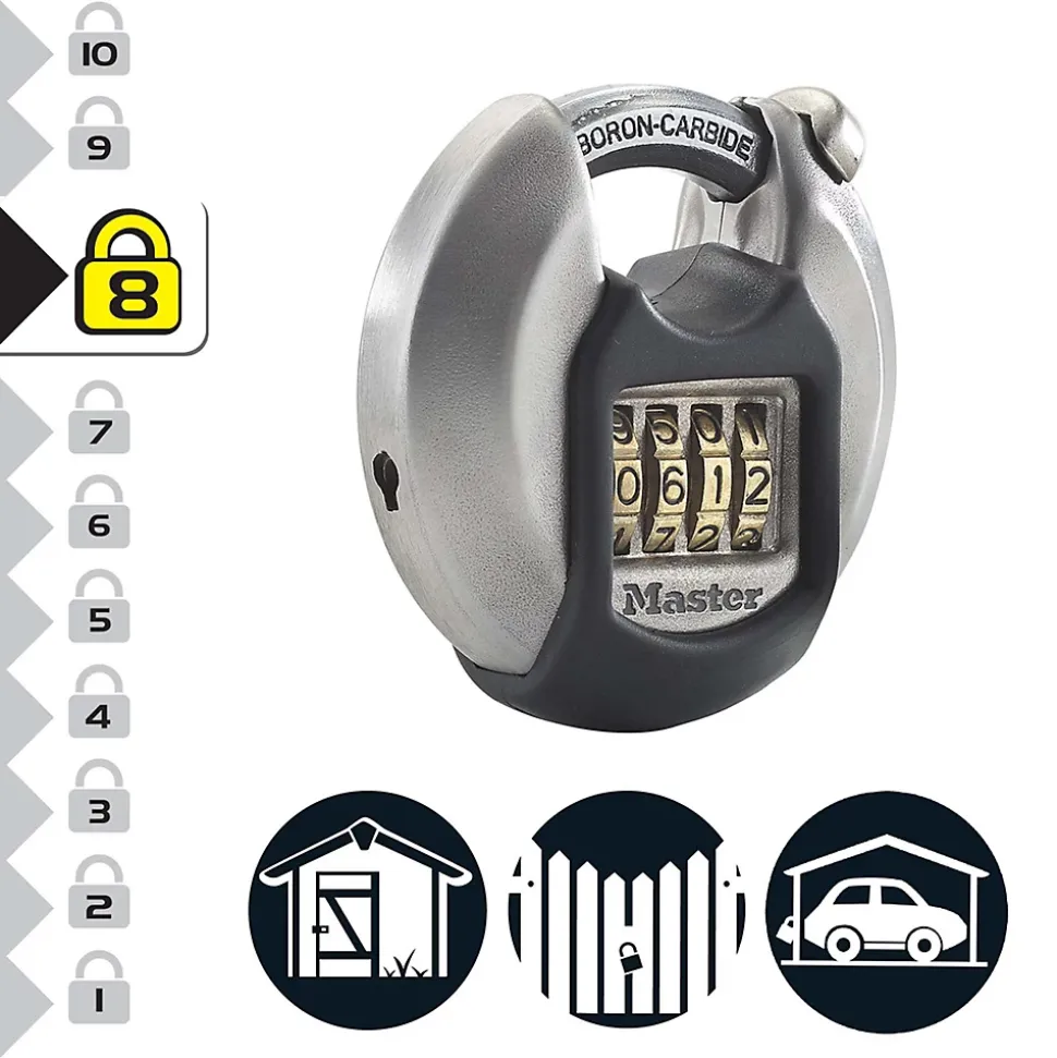 Cadenas à combinaison Master Lock Excell M40EURDNUM disque en zinc Ø70 mm hauteur de l'anse 16 mm