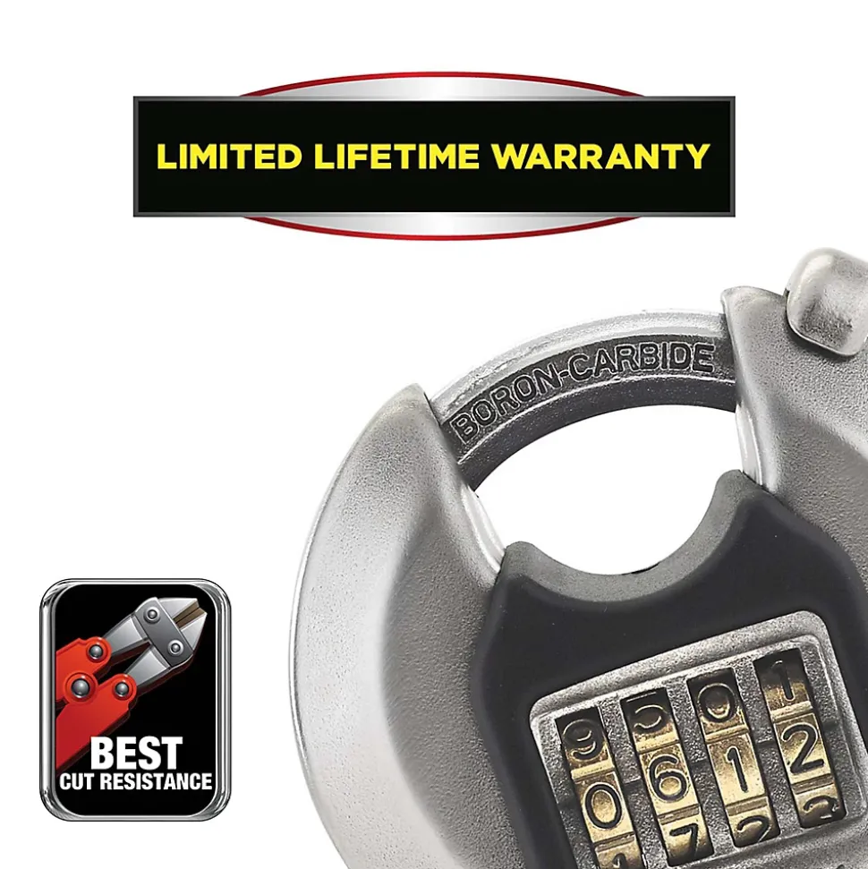 Cadenas à combinaison Master Lock Excell M40EURDNUM disque en zinc Ø70 mm hauteur de l'anse 16 mm
