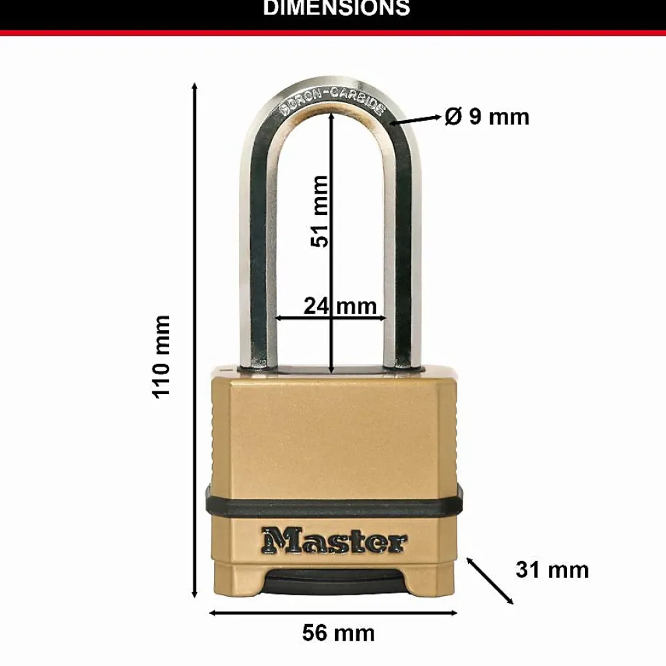 Cadenas Haute Sécurité Combinaison Zinc Anse XL Extérieur M175EURDLH