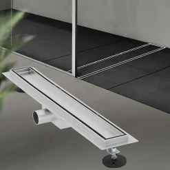 Caniveau de Douche 60 cm 2en1 à Carreler, Argent, Acier Inoxydable