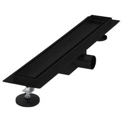 Caniveau de Douche 50 cm 2en1 à Carreler, Noir, Acier Inoxydable