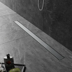 Caniveau de Douche en acier inoxydable SIRHONA à l'Italienne, Canal de douche 100 cm avec Filtre à Cheveux