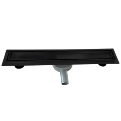 Caniveau de douche 2en1 VINY L.50 cm, réversible à carreler ou inox noir + siphon 360, drainage 36l/min - SANIVERRE