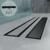 Caniveau de douche 2en1 VINY L.80 cm, réversible à carreler ou inox noir + siphon 360, drainage 36l/min - SANIVERRE