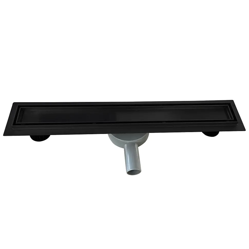 Caniveau de douche 2en1 VINY L.80 cm, réversible à carreler ou inox noir + siphon 360, drainage 36l/min - SANIVERRE