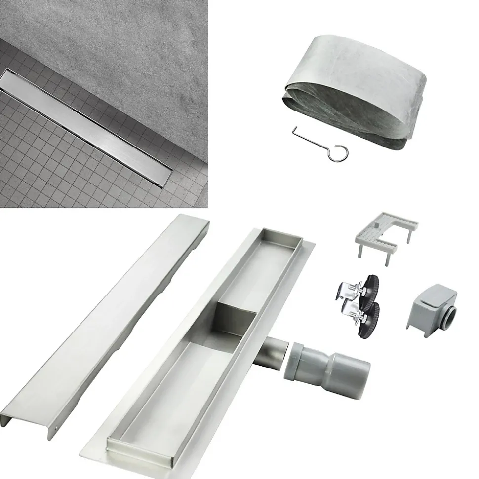 Caniveau de douche Italienne DALA inox L.70 cm anti-odeurs + filtre, drainage performant -SANIVERRE