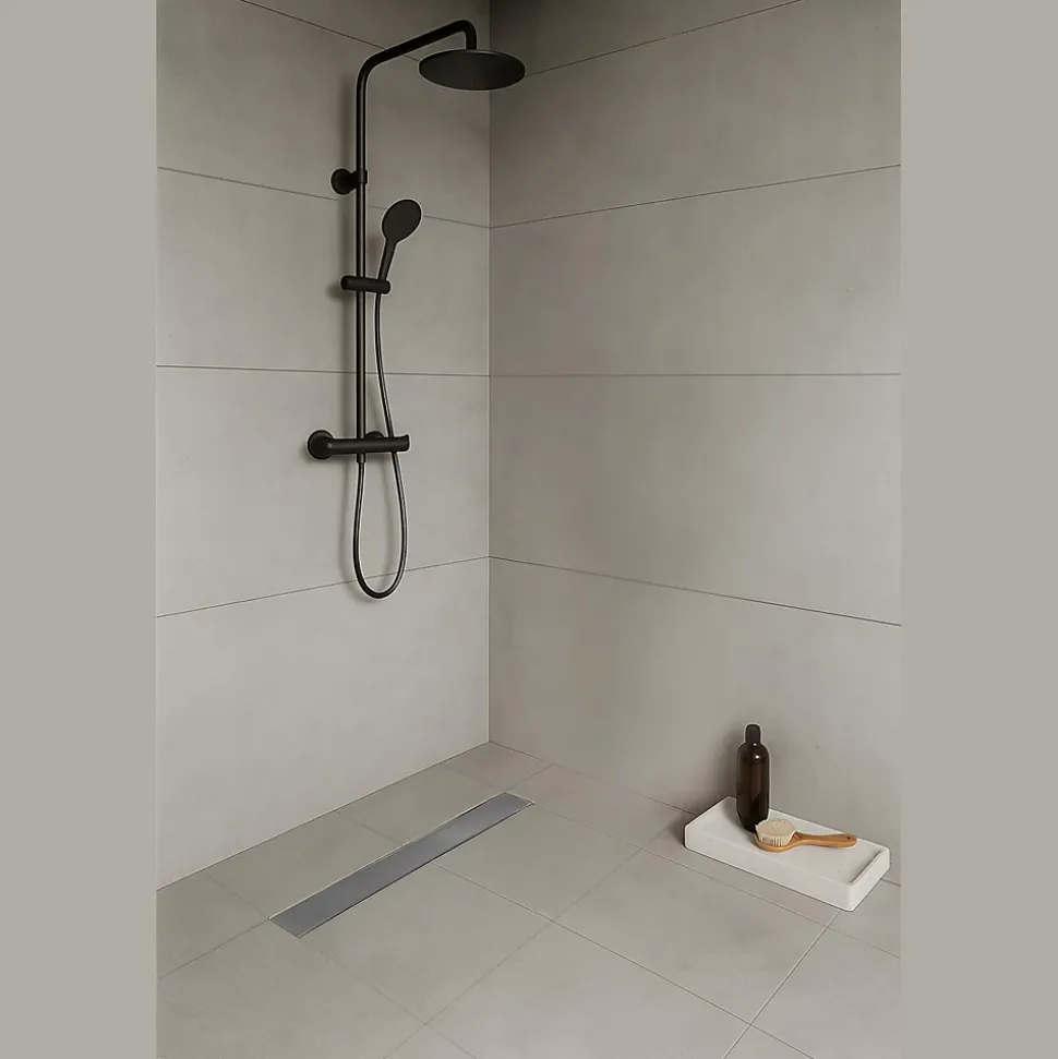 Caniveau de douche Italienne DALA inox L.80 cm anti-odeurs + filtre, drainage performant -SANIVERRE
