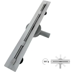 Caniveau de douche italienne slim DEKI L.70 cm acier inoxydable avec siphon 360, drainage performant SANIVERRE