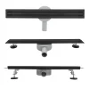 Caniveau de douche italienne étroit noir SAMY L.50 cm siphon 360, drainage 36l/min, hauteur réglable SANIVERRE