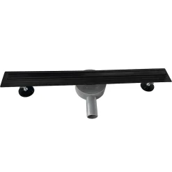 Caniveau de douche italienne étroit noir SAMY L.50 cm siphon 360, drainage 36l/min, hauteur réglable SANIVERRE