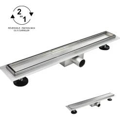 Caniveau de douche Italienne 2en1 CELO L.110 cm à encastrer réversible à carreler ou inox - SANIVERRE