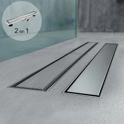 Caniveau de douche Italienne 2en1 CELO L.110 cm à encastrer réversible à carreler ou inox - SANIVERRE
