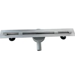 Caniveau de douche italienne slim DEKI L.80 cm acier inoxydable avec siphon 360, drainage performant SANIVERRE