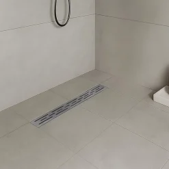 Caniveau de douche L.60 cm JAZY design linéaire, inox, anti-odeurs, drainage élevé - SANIVERRE