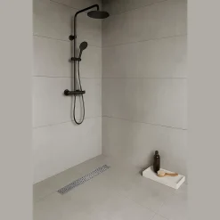 Caniveau de douche à l'Italienne GUMI motif bulle L.60 cm acier, anti-odeurs, débit élevé -SANIVERRE